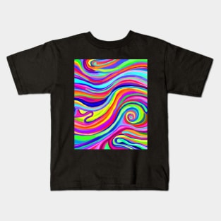 Trippy Swirly Rainbow Abstract Kids T-Shirt